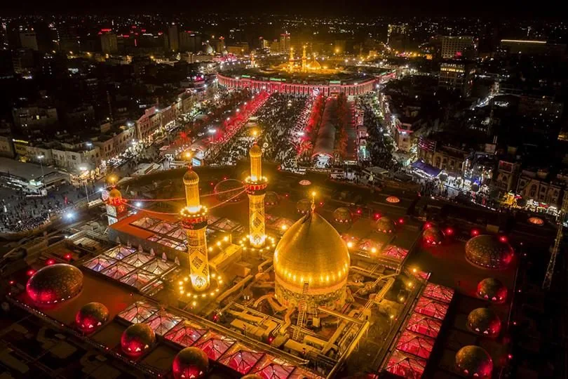 Iraq Ziyarat – the golden shrine of Karbala at night